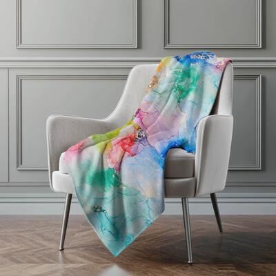 Addison Rugs Premium Machine Washable Modern Watercolor Sherpa Throw Blanket