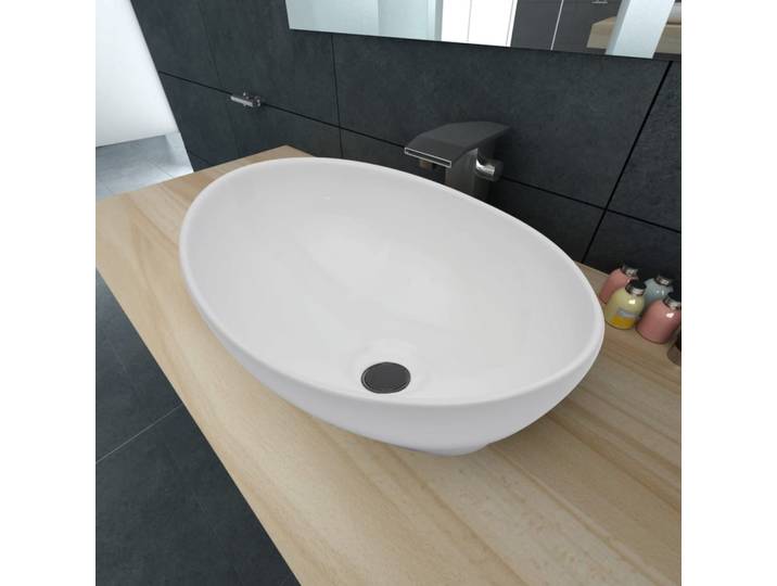 vidaXL Luxus Keramik Waschbecken Oval Weiß 40 x 33 cm