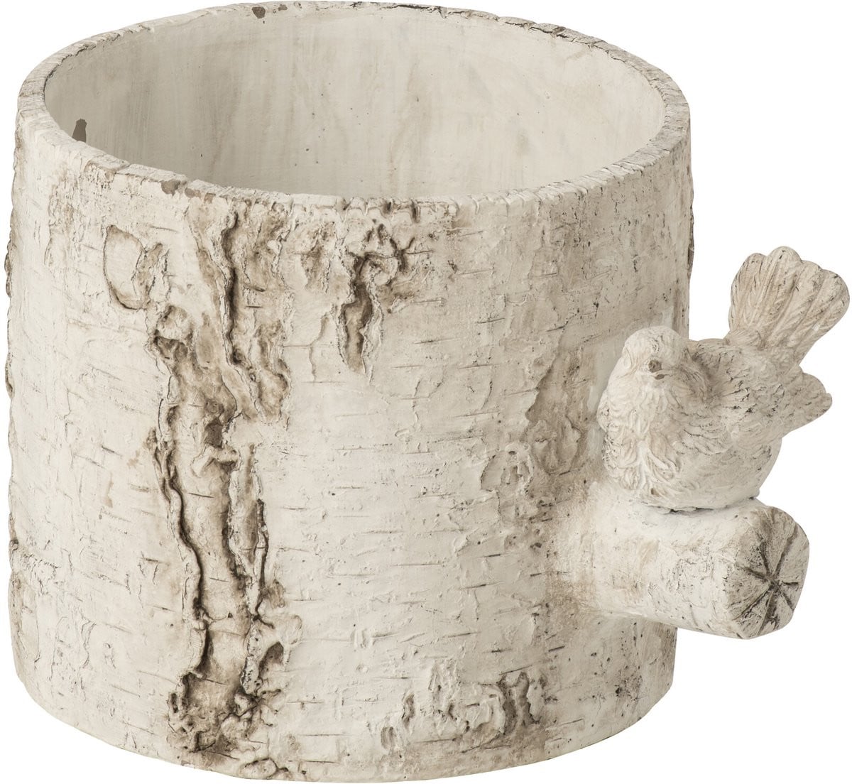 J-Line bloempot Vogel wit cement medium