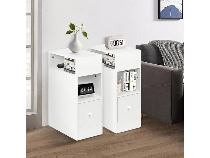 Lot de 2 tables de chevet étroites - tables de chevet pour chambres à coucher et salons modernes 25*30*66cm 66cm-XJING