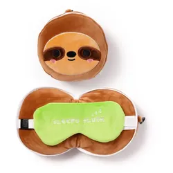 Relaxeazzz Faultier Plüsch Reisekissen & Schlafmaske