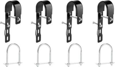 Geländer Set für Balkonkraftwerk HEPA Solar Premium 800, 4 Haken & 4 C-Schellen inkl. Bolzen, Stahl, schwarz