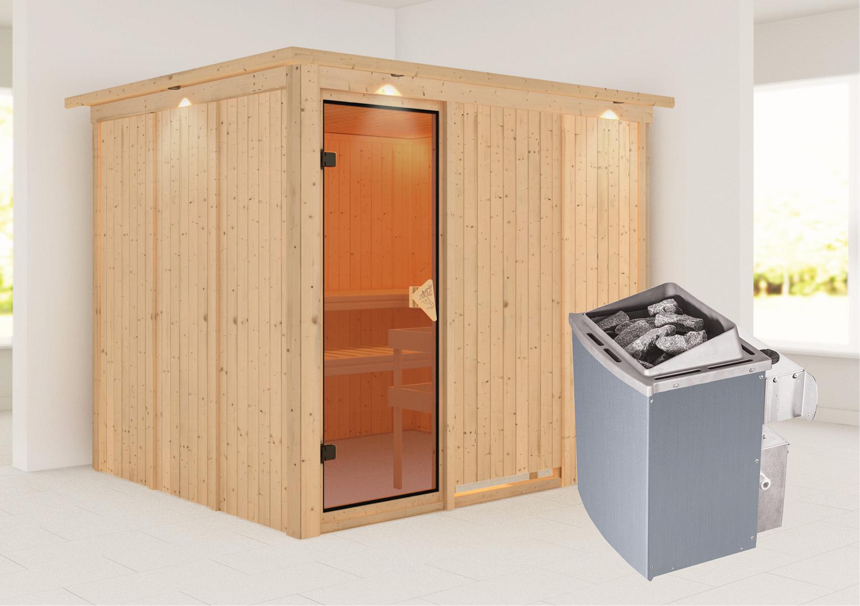 KARIBUHOLZT Sauna Gobin Front, 9kW integr.Strg bronz.GGT u. DK 08288411