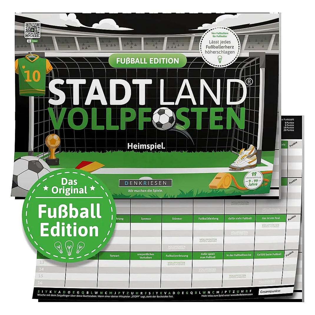 Denkriesen Stadt Land Vollpfosten - A4 Block Fussball Edition (d) (Deutsch) (SL2017)