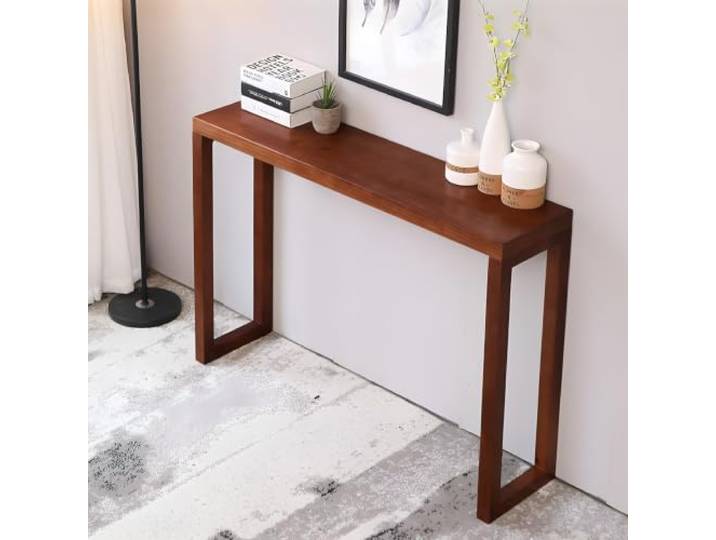 LJWFZBD Massiver Kiefernholz‑Konsolentisch, schmaler Flurtisch für Eingang Massivholz-Struktur, schmales Design, platzsparend, hohe Standfestigkeit, Wohnzimmer(Dark Walnut,39.4 (100cm))