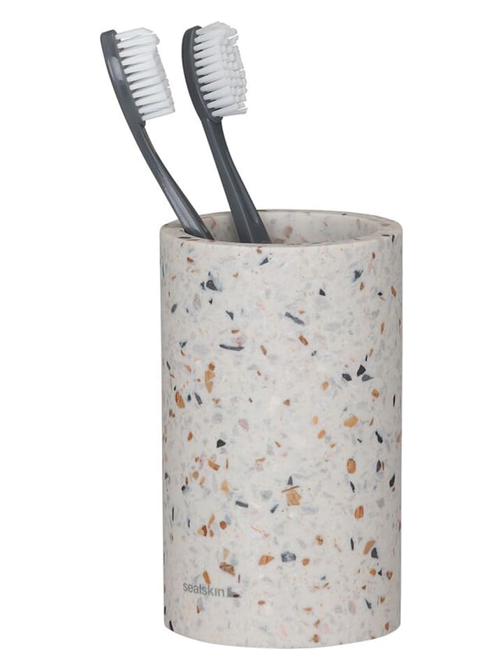 Sealskin Zahnputzbecher "Terrazzo" in Creme - (H)12 x Ø 7 cm - onesize