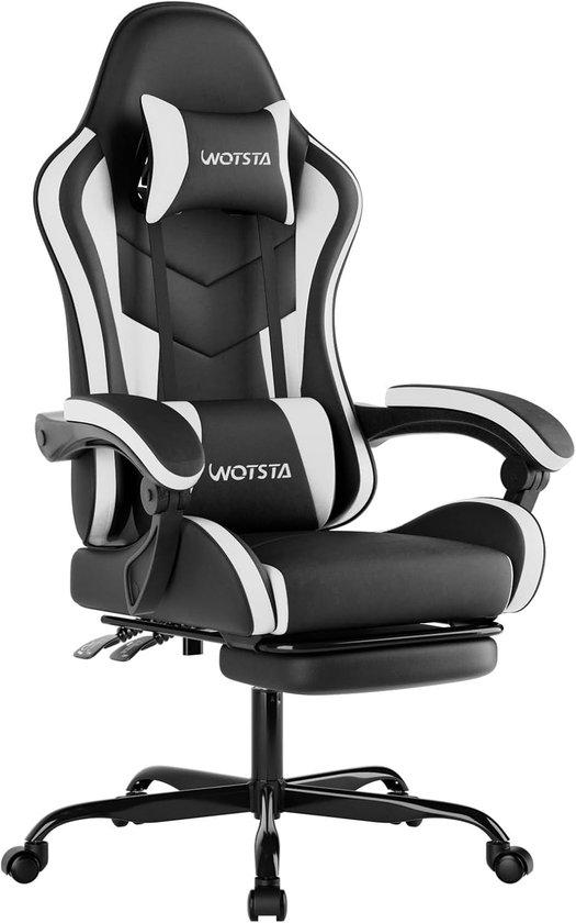 Gaming-Stuhl - Schwarz - Ergonomischer Bürostuhl mit Lendenwirbelmassage und Fußstütze - Für Gamer