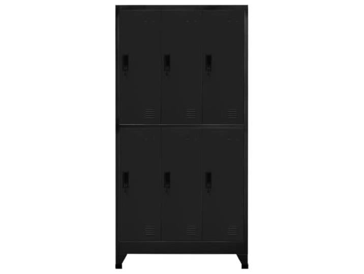 MNCVXAXG Schrank mit Schloss, schwarz, 90 x 45 x 180 cm, Stahl 6 Türen, 2 Türschlüssel, Innenhaken, Lufteinlässe, Nummernschildhalter, Wandbefestigung