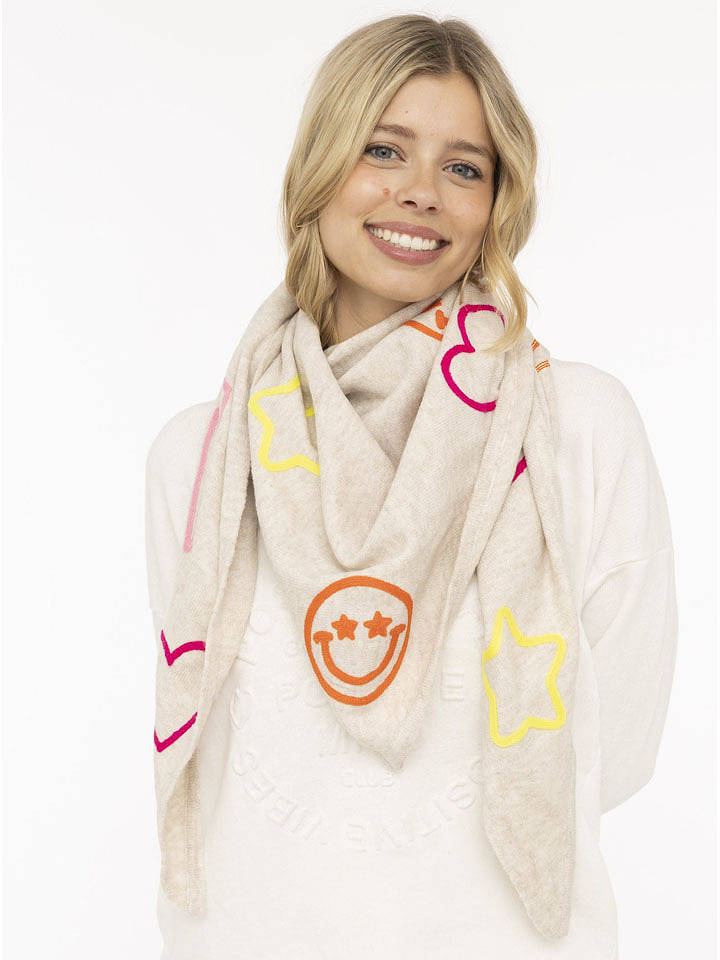 Zwillingsherz Dreieckstuch "Happy Patch" in Beige - (L)180 x (B)70 cm - onesize