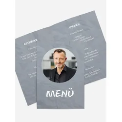 Menükarten Geburtstag selbst gestalten mit Spruch und Fotos im Onlinedesigner bei Meine-Kartenmanufaktur.de