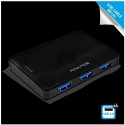 Advance Hub USB 3.0 Xpand Starter - 4 Ports Type A (USB-A, 4 Ports), Dockingstation + USB Hub, Schwarz