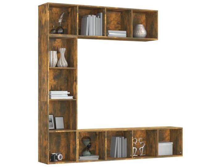 {January Sale}Ensemble bibliothèque/meuble TV Industrielle etagère de rangement meuble Chambre Bureau 3 pcs Chêne fumé 180x30x1