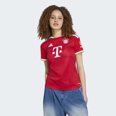 Fußballtrikot ADIDAS PERFORMANCE "FC BAYERN MÜNCHEN 26/27 HEIMTRIKOT", Damen, Gr. L, rot (better scarlet, weiß), Obermaterial: 100% Polyester, Rundhals, Trikots Fußballtrikot, für Erwachsene, aus Polyester, mit Climacool Technologie