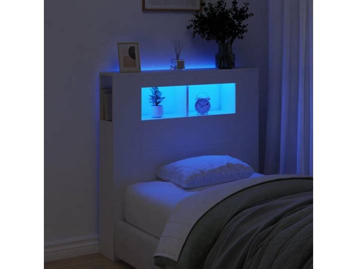 Tête de Lit à LED Tête de Cadre de Lit Accessoire de Lit Simple Meuble de Chambre à Coucher Maison Intérieur 837330
