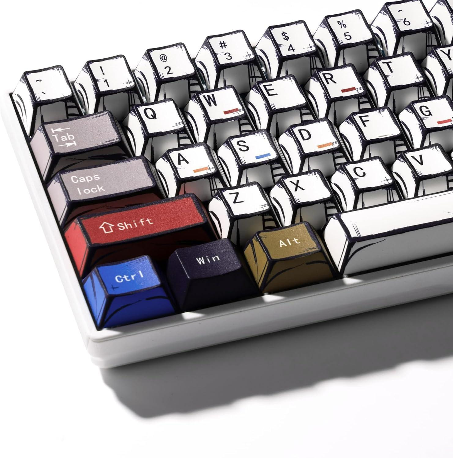 Selius PBT Manga Keycapset met 134 toetsen in comic-boekstijl voor diverse lay-outs