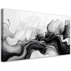 LEINWANDBILD Tinte abstrakt schwarz und weiß 120x60cm