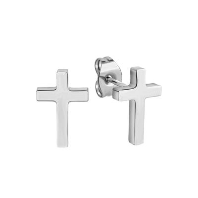 Paar Ohrstecker VIVANCE "Edelstahl Motiv Kreuz", Damen, Gr. one-size, Edelstahl, weiß, Ohrringe