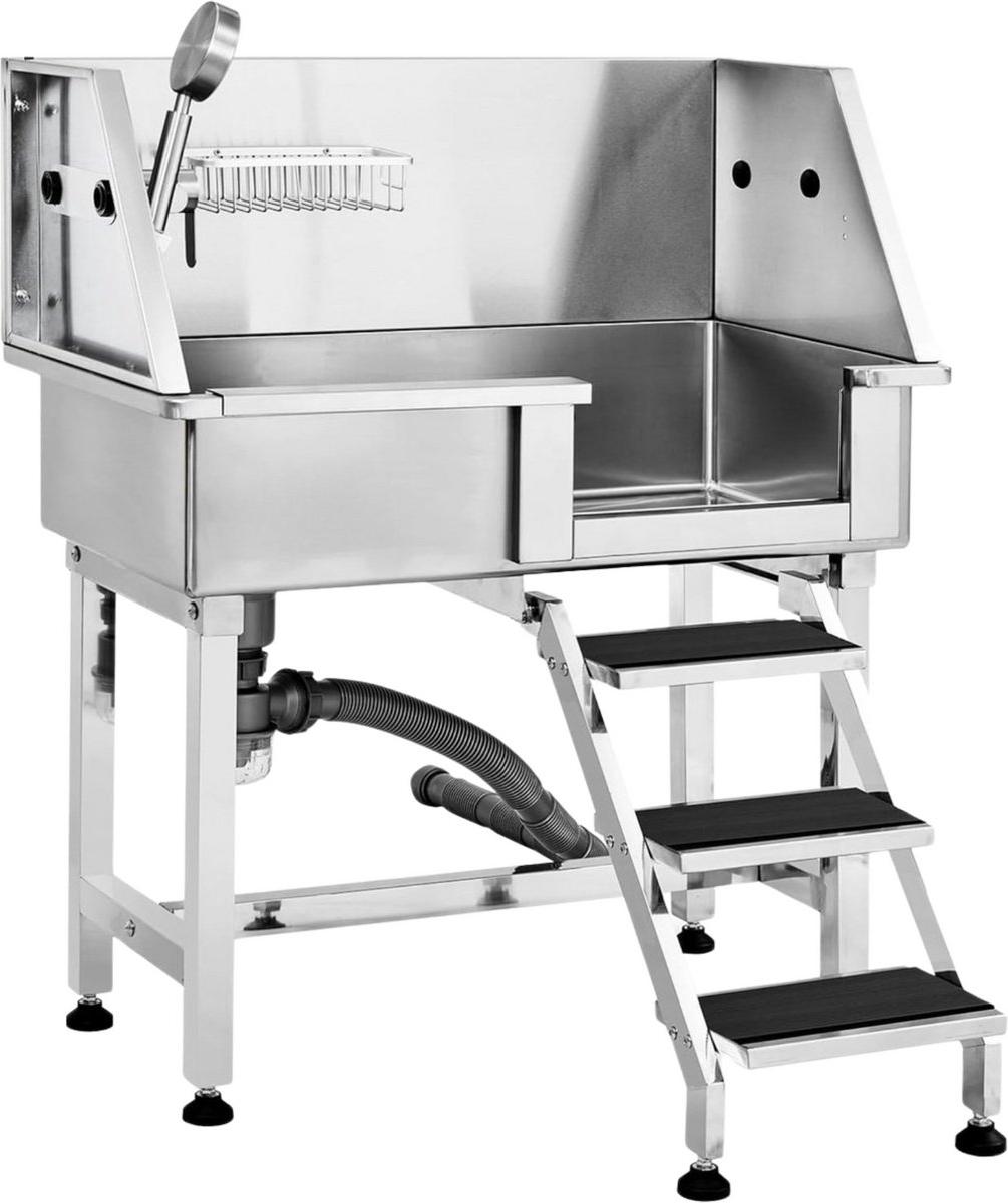 Professionelle Hundepflegewanne - Haustierbad aus Edelstahl - Max. 100 kg - Mit Sprühfunktion