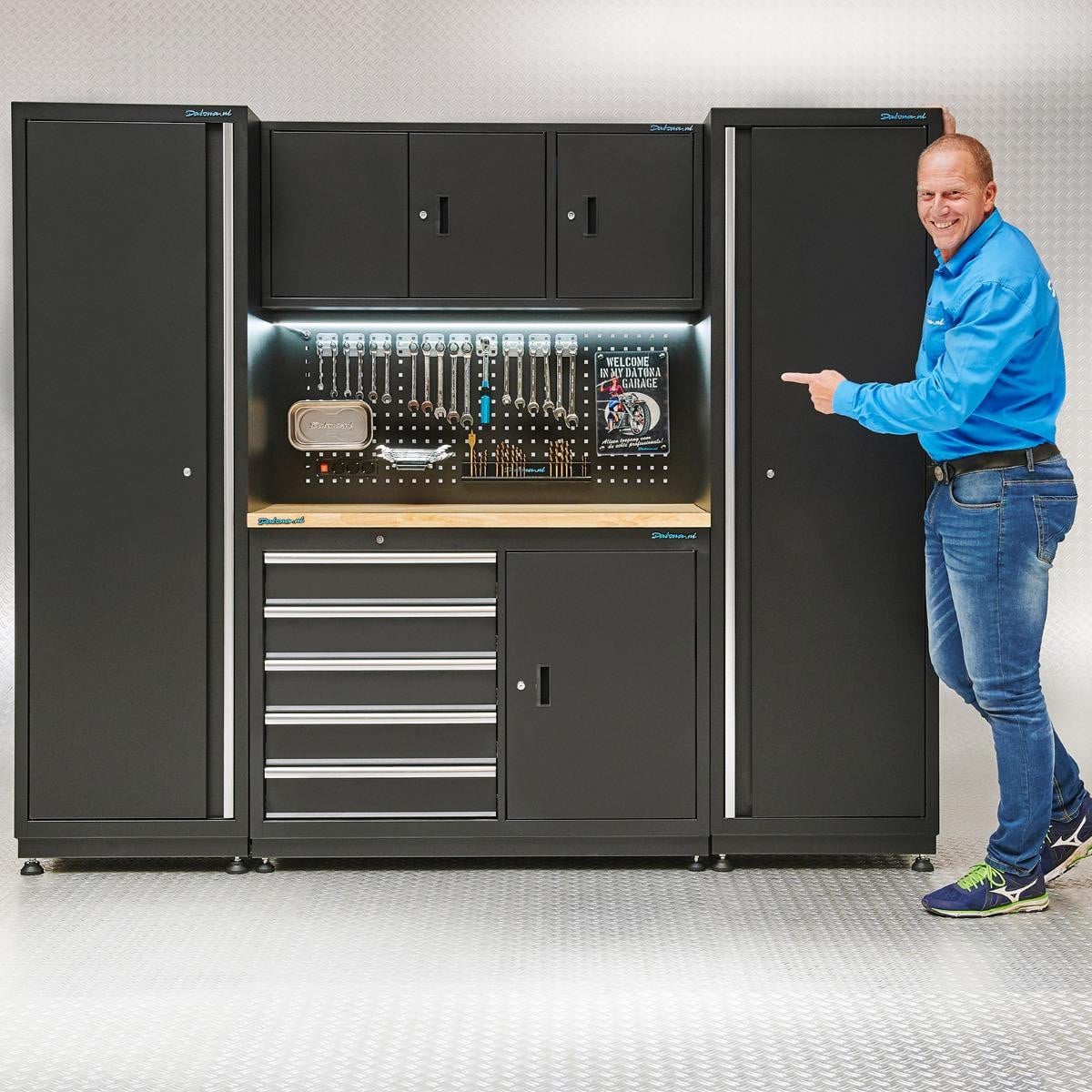 Datona Werkbank 120 cm met gereedschapsbord en werkplaatskasten