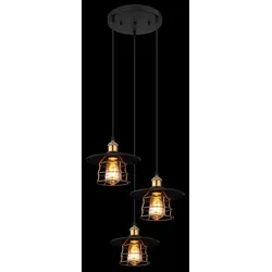 Globo 15086-3BH Deckenleuchte Viejo 3x60W | E27 - Schwarz, Messing, Gold