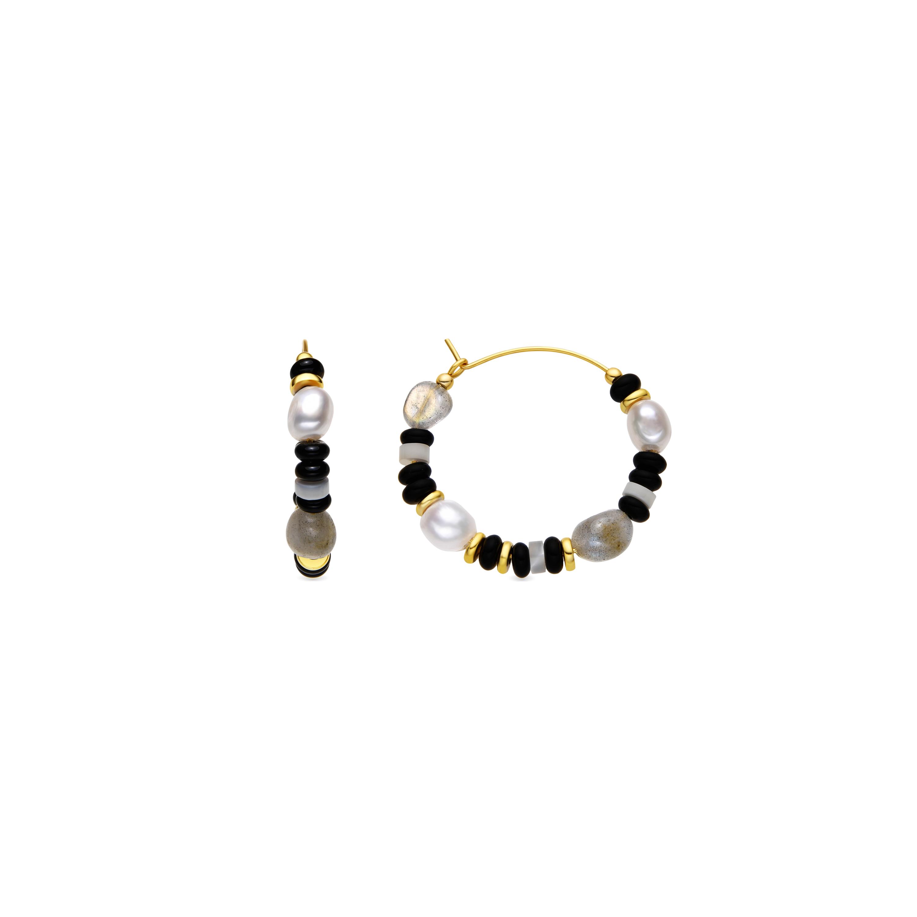 Luxenter Sterling Silber 925 und Onyx 18k Gold Finish Ohrringe - Nanys