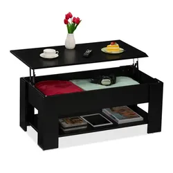 Relaxdays Aufklappbarer Couchtisch Schwarz