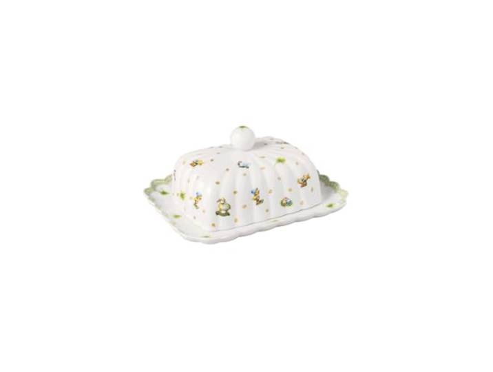 Villeroy & Boch - Easter Delight Butterdose Grün, Ostern Butterbehälter, Oster Butteraufbewahrung, Keramik Butterdose mit Deckel fürs Frühstück, Premium Porzellan