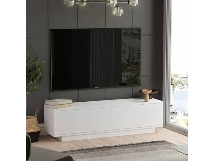 Dmora TV-Schrank Ganymede 140x35,5x38,2 cm Weiß EIN Regal