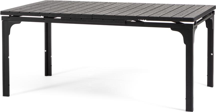 Ausziehbarer Außentisch 180/240x90cm, Stahlstruktur, Holzeffekt-Tischplatte, 10 Personen, für Garten oder Terrasse - THOMAS XL - Schwarz