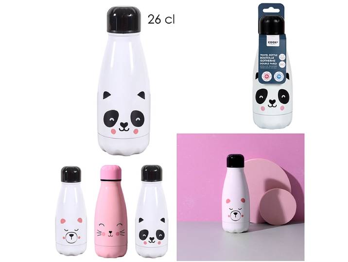COOK CONCEPT Isotherme Trinkflasche KAWAII 26cl edelstahl weiss 1 Stück