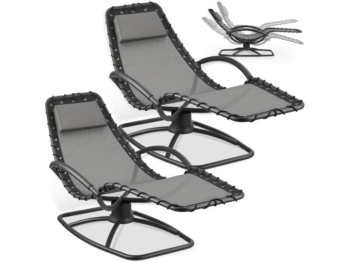 Gartenliege Toulon, ergonomisch, Schwingfunktion - grau, 2er Set