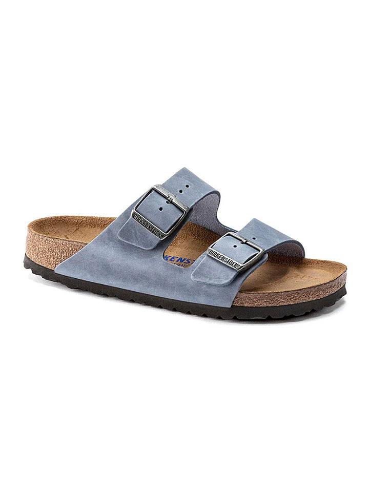 Birkenstock Leder-Pantoletten "Arizona" in Hellblau - 44