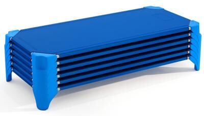 Costway Portable 6 Pack Stackable Daycare Cots Sleeping Bed for Kids 52 Inch-Blue