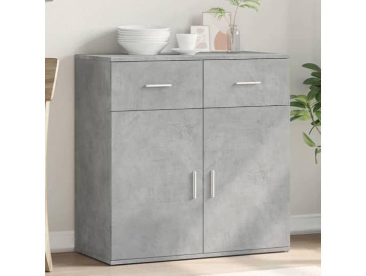 HEFZGDB Sideboard Betongrau 79x38x80 cm aus Holzwerkstoff mit praktischem Stauraum für Bücher und Dokumente, Robustes Sideboard mit hoher Stabilität und Feuchtigkeitsbeständigkeit,