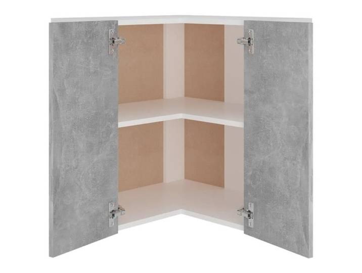 Armoire d'angle suspendue Gris béton 57x57x60 cm - DILWE - Contemporain - Design - Armoire de cuisine