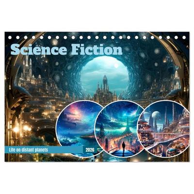 SCIENCE FICTION Life on distant planets (Desk Calendar 2026 DIN A5 landscape), CALVENDO 12 Month DeskCalendar