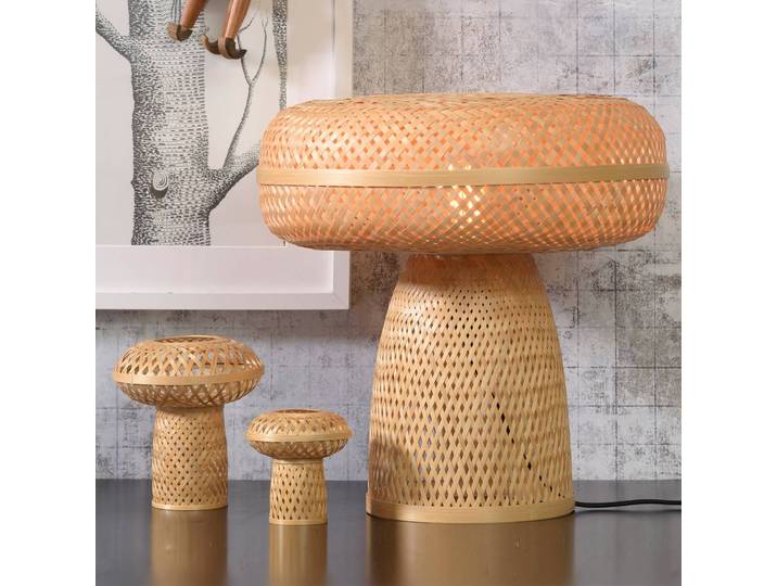 Good & Mojo Tischlampe Palawan, Holz hell, für Wohn- / Esszimmer, Bambus, Design, Tischlampe