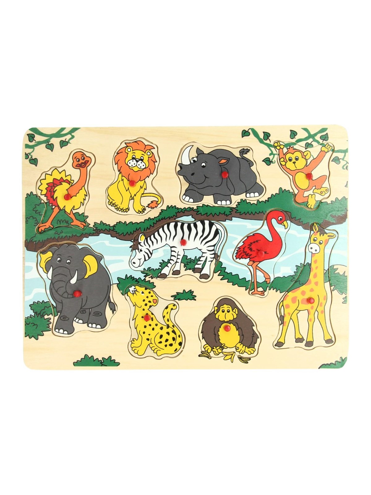 Playwood Wooden Stud Puzzle Wild Animals 10 pcs. Holz