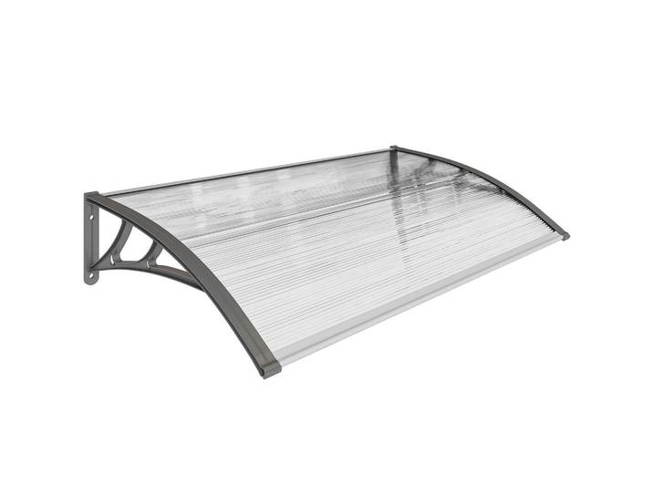 Outsunny Pultvordach Polycarbonate Aluminium Transparent Grau, Kunststoff, 60x18x110 cm, Sonnenschutz