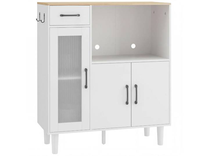 Homcom Sideboard Spanplatte Acryl Weiß, Holzwerkstoff, 34x91x80 cm, Kleinmöbel, Kommoden, Sideboards