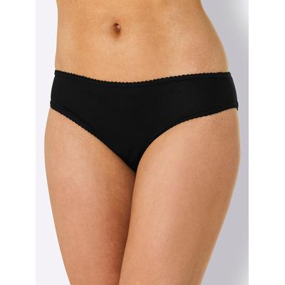 Slip, Damen, Gr. 48, 3 Stk., schwarz, 100% Baumwolle, Unterhosen Slip