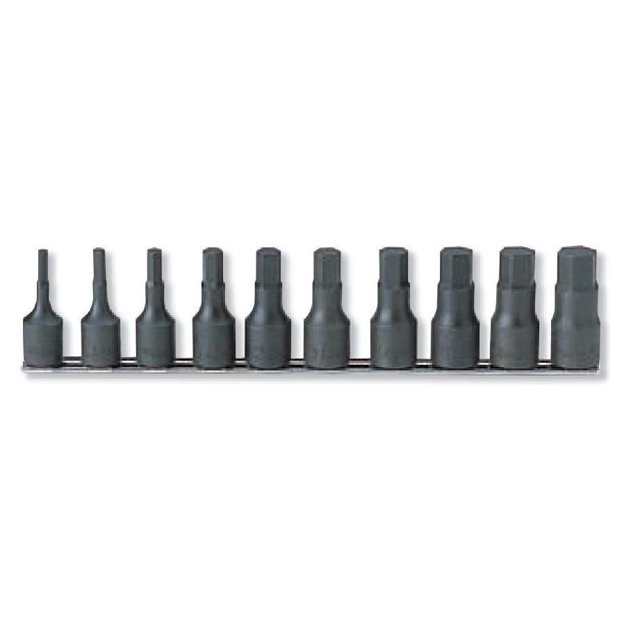 Koken Satz Steckschlüsseleinsätze mit Innensechskant 4-19 mm, auf Leiste, 10-tlg. (49834660)