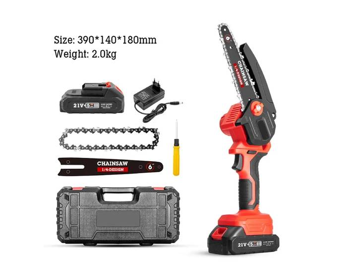 Scie électrique sans balais 21V 6 pouces, Mini tronçonneuse sans fil, scie d'élagage portative, outils électriques de coupe pour le travail du bois