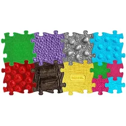 Askato, Spielteppich + Spielmatte, Orthopädische sensorische Bodenmatte 7 Elemente + 4 kleine (30 x 30 cm)