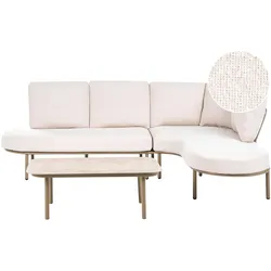 GARTENSOFA mit Tisch 4-Sitzer Metall Braun Pollina