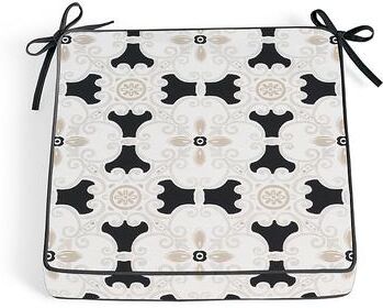 "21"" X 19"" Replacement Seat Cushion - Piped, Piped/Medallion Black - Grandin Road"
