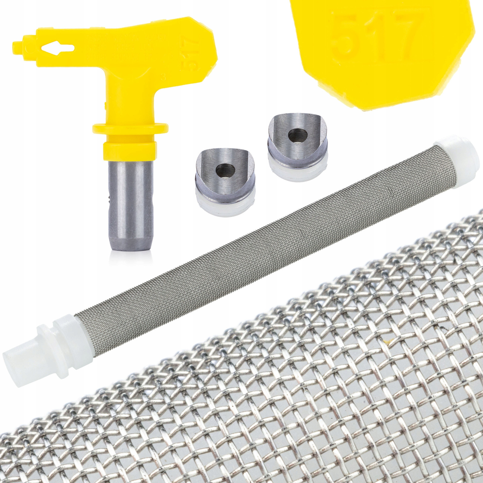 ROSFIX Spuitmond Model 517 Set - Ultra Spray Spuitmond met 0,017 inch opening en 60 mesh vingerfilter voor verfspuiten, sproeibreedte 30 cm