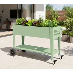 Westmann Mobila Plus | Metall Hochbeet auf Rollen | Salbei | 118x50x80 cm - Salbei