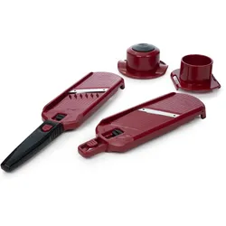 Börner Multi Dicer & Slicer Gemüsereibe Obsthobel Minihobel Juliennehobel Zwiebelschneider dünne Streifen Obst- und Gemüsehobel rot/schwarz