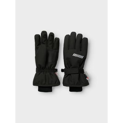 Skihandschuhe NAME IT "NKNSNOW10 GLOVES 3FO NOOS", Kinder, Gr. 6, schwarz, Strick, Kunstfaser, unifarben, Handschuhe